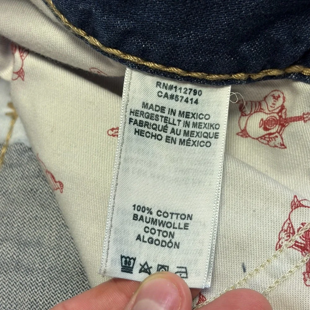 NWT True Religion Section Straight Jeans 44x34 Blue Contrast Stitch Flap Pockets